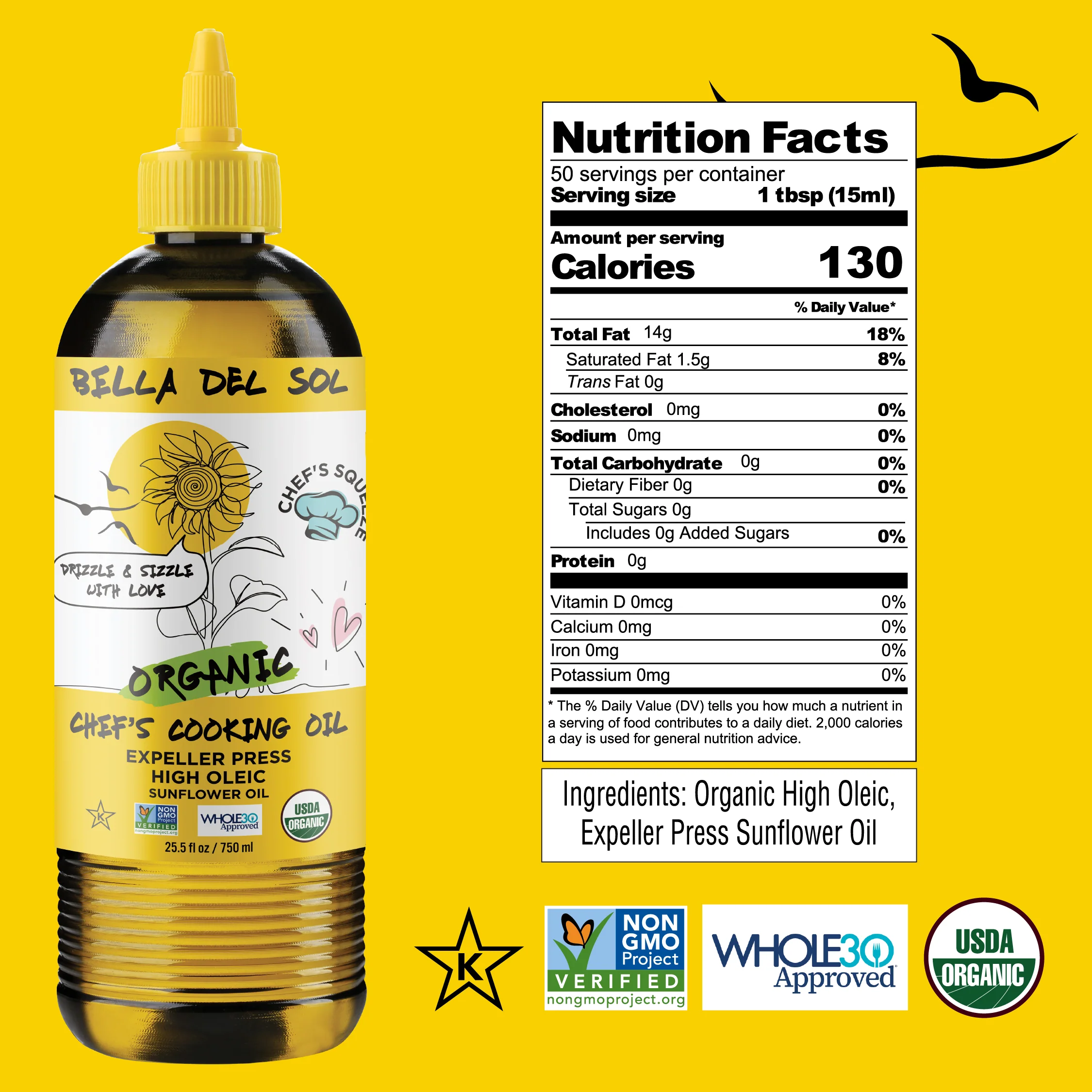 Bella Del Sol Squeezable Organic High Oleic Sunflower Oil - Image 5